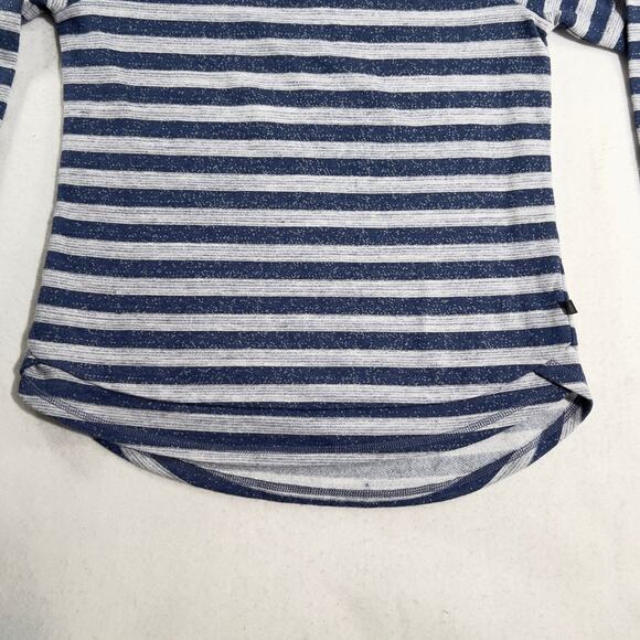 T by Talbots Sweater Womans Extra Small XS Boat Neck Blue Grey "Textured" Stripe - Picture 6 of 13